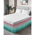thumbnail image 4 of Ombre Green Pink Wrap Around Bed Skirts for King Bed 16" Drop, Bed Skirt with Adjustable Elastic Belt Dust Ruffle Bed Valance for Bedroom Hotel Luxury Colorful Painting Bed Frame Cover, 4 of 7