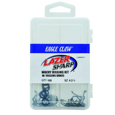 Eagle Claw LSWWKIT Wacky Worm Kit Rigging Bands 100 Pack - Fishing (Best Wacky Worm Hook)