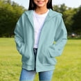 thumbnail image 3 of Nwiuh Sweatshirt Color Solid Zip Jackets Long Hoodie Top Boys Sleeve Up Girls Kids Boys Coat&jacket (Sky Blue, 7-8 Years), 3 of 5