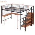 thumbnail image 3 of Tcbosik Full Size Loft Bed with Desk and Metal Grid, Metal Loft Bed with Storage Wardrobe and Storage Ladder, Heavy-Duty High Loft Bed for Kids Teens Adults, Black, 3 of 9