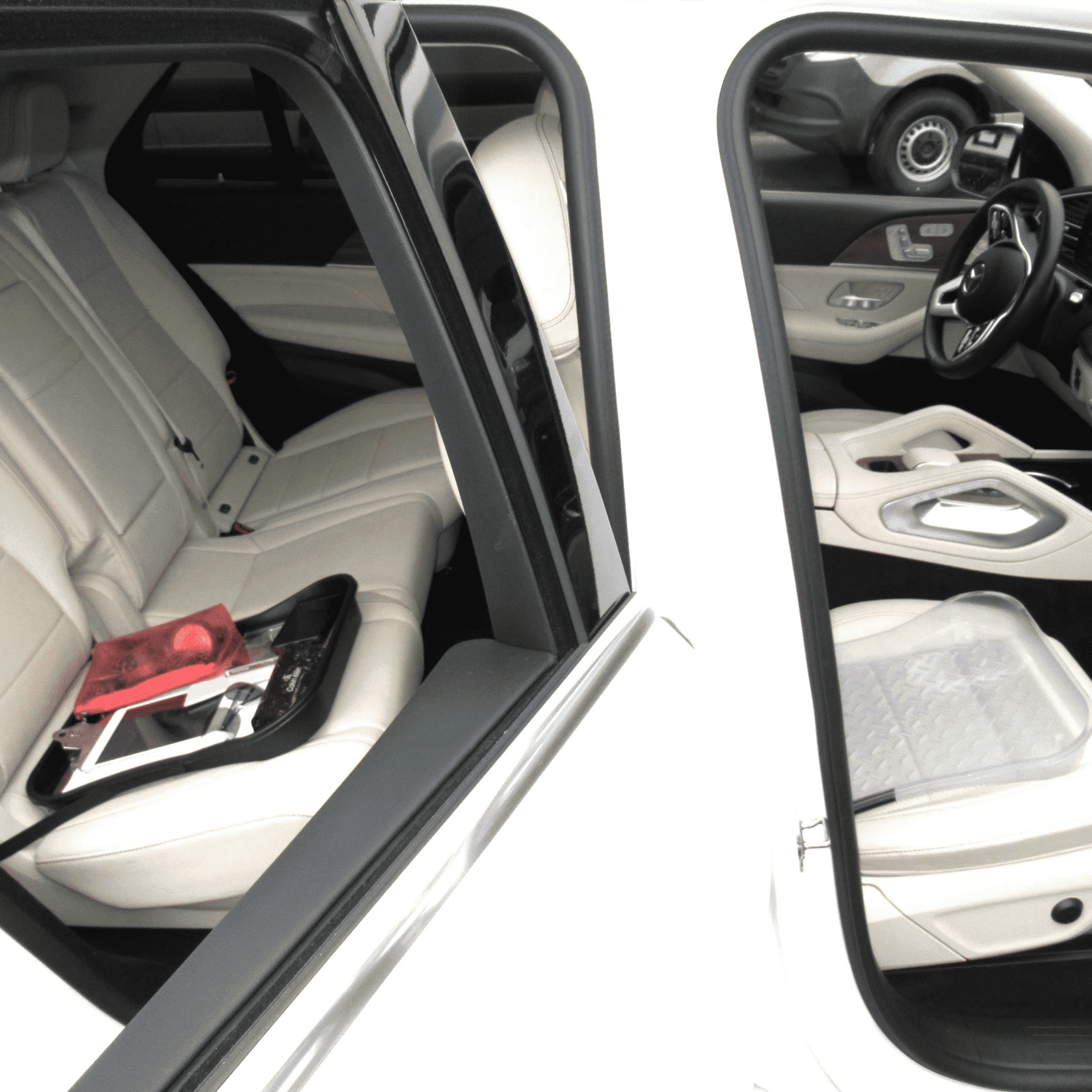 CarSeat Tray+, Clear 17" x 15" x 2.25" Front Seat Organizer For Storing Random Items.