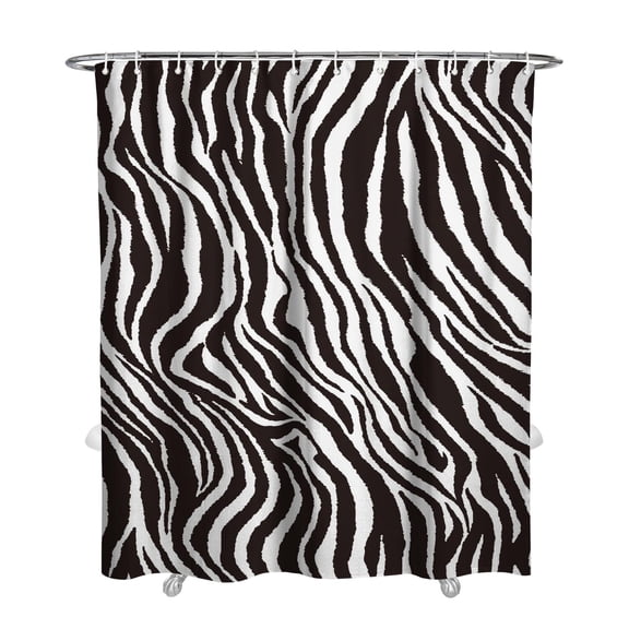 Zebra Print Shower Curtain 72x84 Inches - Waterproof Bathroom Curtain with Metal Grommets & 12 Hooks, Fade-Resistant Polyester Fabric, Quick-Dry Machine Washable Abstract Zebra Stripes Design