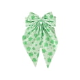 thumbnail image 2 of St Patricks Day Green Shamrock Bow Hair Clip | Cloth Long Ribbon Headdress | Festive Spring Clip | Vibrant Irish Parade Accessory | 30x16cm Secure Fit, 2 of 6