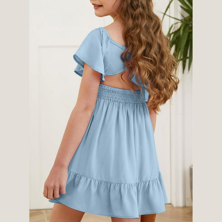 cute blue dresses for tweens Sleeve A-Line Mini Dress in Navy Blue main image 0