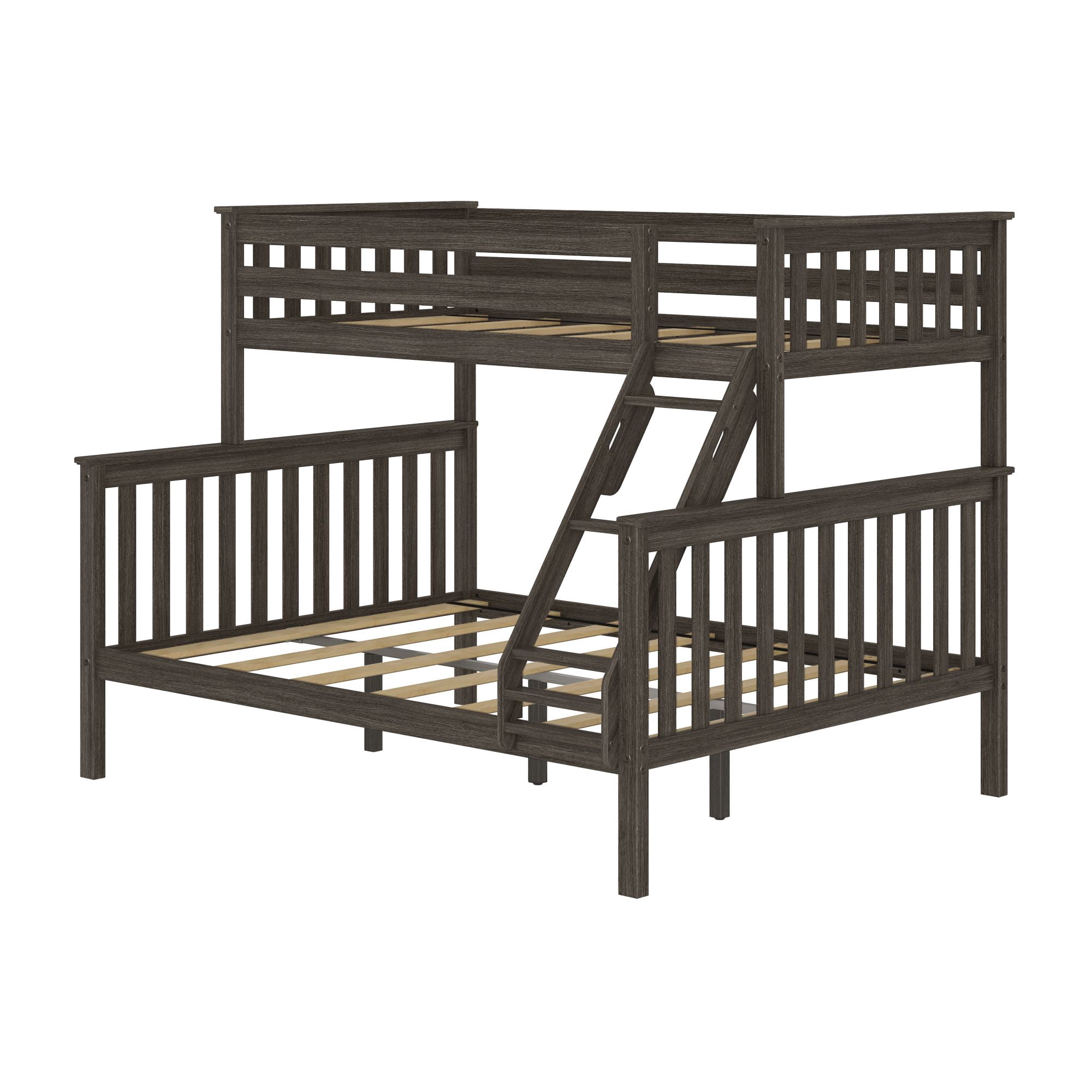 Plank Beam Solid Wood Twin XL over Queen Bunk Bed for Adult Clay