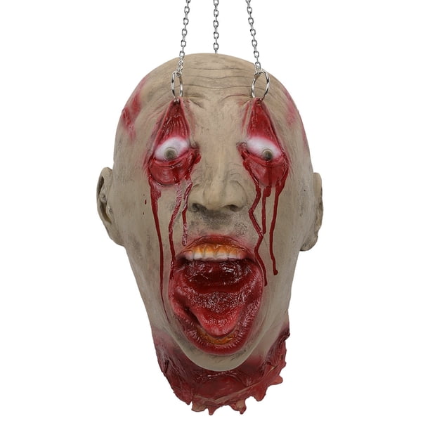 Hot Sale!Props Scary Hanging Severed Head Decorations Life-Size Bloody Corpse Head