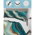 thumbnail image 4 of Teal Marble Twin Size Down Alternative Comforter, Lightweight Comforter Quilt Bedding Set with Pillow Shams Modern Abstract Gold Fluid Art All Seasons Bed Comforter Duvet Insert 68"x86", 4 of 7
