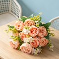 thumbnail image 6 of Champagne Artificial Peony Rose Bouquet Lifelike No Fade Flowers for Wedding Table Centerpiece Decor, by Bradem, 6 of 8