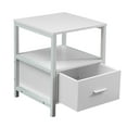 thumbnail image 5 of VECELO 2 Tiers Nightstand with Drawer, Square End Side Table for Hallway, Bedroom, Living Room, Small Space, Night Stand with Open Shelf, Pure White, 5 of 9