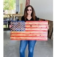thumbnail image 4 of Handmade Rustic Red Wooden American Flag Indoor Outdoor Wall Art, 4 of 6