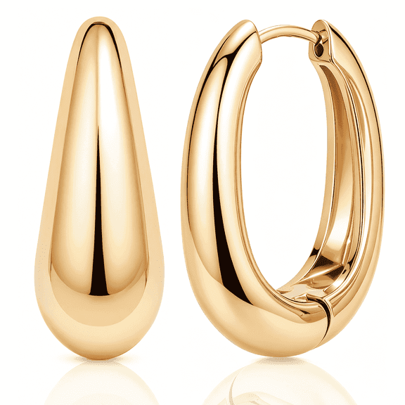 Eclipton® 14K Plated Gold Hoop Earrings for Women, Dainty Minimalist & Hypoallergenic Teardrop Hoop Earrings for Party Daily Office Wear