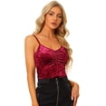 thumbnail image 1 of Disfraz de navidad Camiseta sin mangas de terciopelo para mujer con fruncido en la parte delantera para fiesta Borgo?a M, 1 of 6