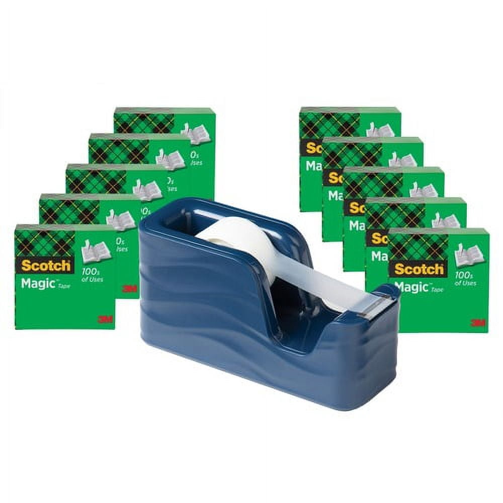 Scotch Magic Tape C18 Dispenser Value Pack 333.33 yd Length x 0.75" Width - Dispenser Included - 10 - Metallic Blue