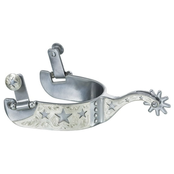 Tough-1 Spurs 9 Point Rowel Engraved Silver Overlay Silver 78-9658