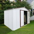 thumbnail image 3 of Elegant 6ft x 8ft Metal Garden Shed – Chic Outdoor Storage Solution in Striking White and Coffee Colors. Perfect for Organizing Tools and Enhancing Your Garden's Style!, 3 of 7