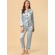 thumbnail image 3 of Conjuntos de pijama para mujer Ropa de dormir de manga larga con botones Traje de noche suave para mujer Conjuntos de salón Pj Gris L, 3 of 5