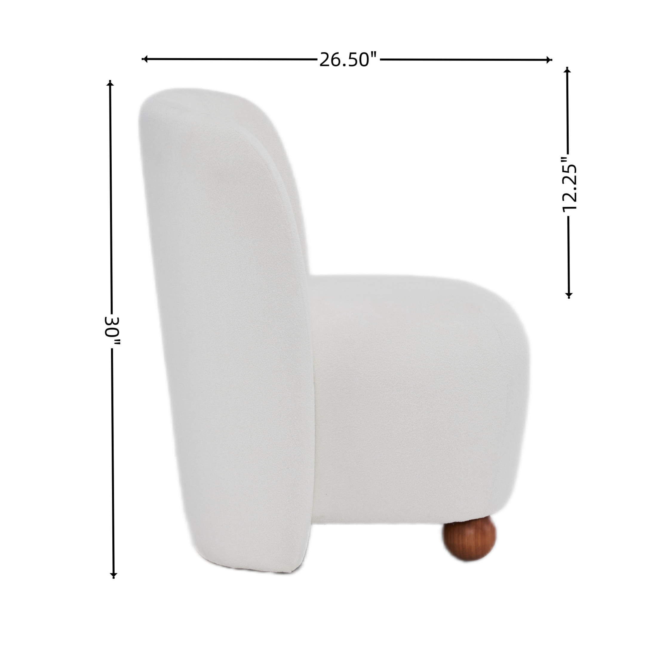 Veylin Modern Upholstered Low-back, Accent Chair, Wood, White