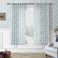 thumbnail image 2 of Juego de 2 paneles de cortinas de lino azul con estampado floral de 160 x 160 cm, dos paneles, 2 of 7