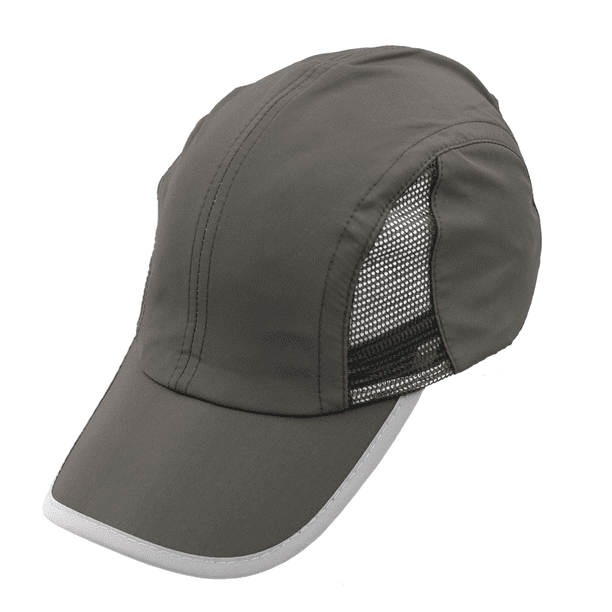 Gorra sport con malla y bies reflejante, ajustable. Unisex.