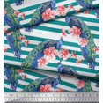 thumbnail image 2 of Soimoi Rayon Fabric Stripe,Floral & Peacock Bird Decor Fabric Printed Yard 56 Inch Wide, 2 of 3