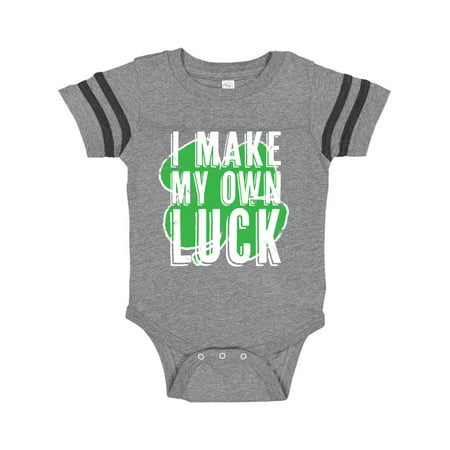 

Inktastic St. Patrick s Day Shamrock Logo Weathered I Make My Own Luck! Gift Baby Boy or Baby Girl Bodysuit