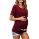 thumbnail image 2 of Camisetas de maternidad para mujer, moda de doble capa, lactancia, mangas cortas, Vino Tinto S, 2 of 9