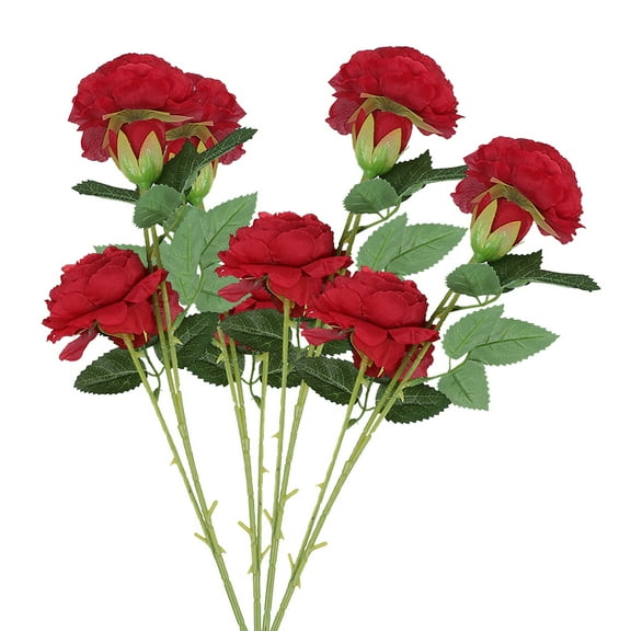 Kuyiluo Plastic Peony 4pcs Artificial Peony Silk Flowers for Wedding Party (Red)