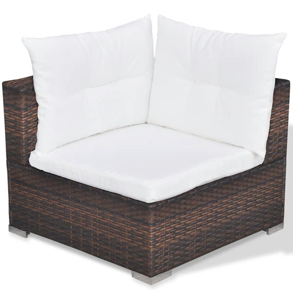Kepooman Outdoor Patio Rattan Sectional Sofa Set with Cushion & Glass Table, Set of 6, Brown Kepooman Outdoor Patio Rattan Sectional Sofa Set with Cushion & Glass Table, Set of 6, Brown