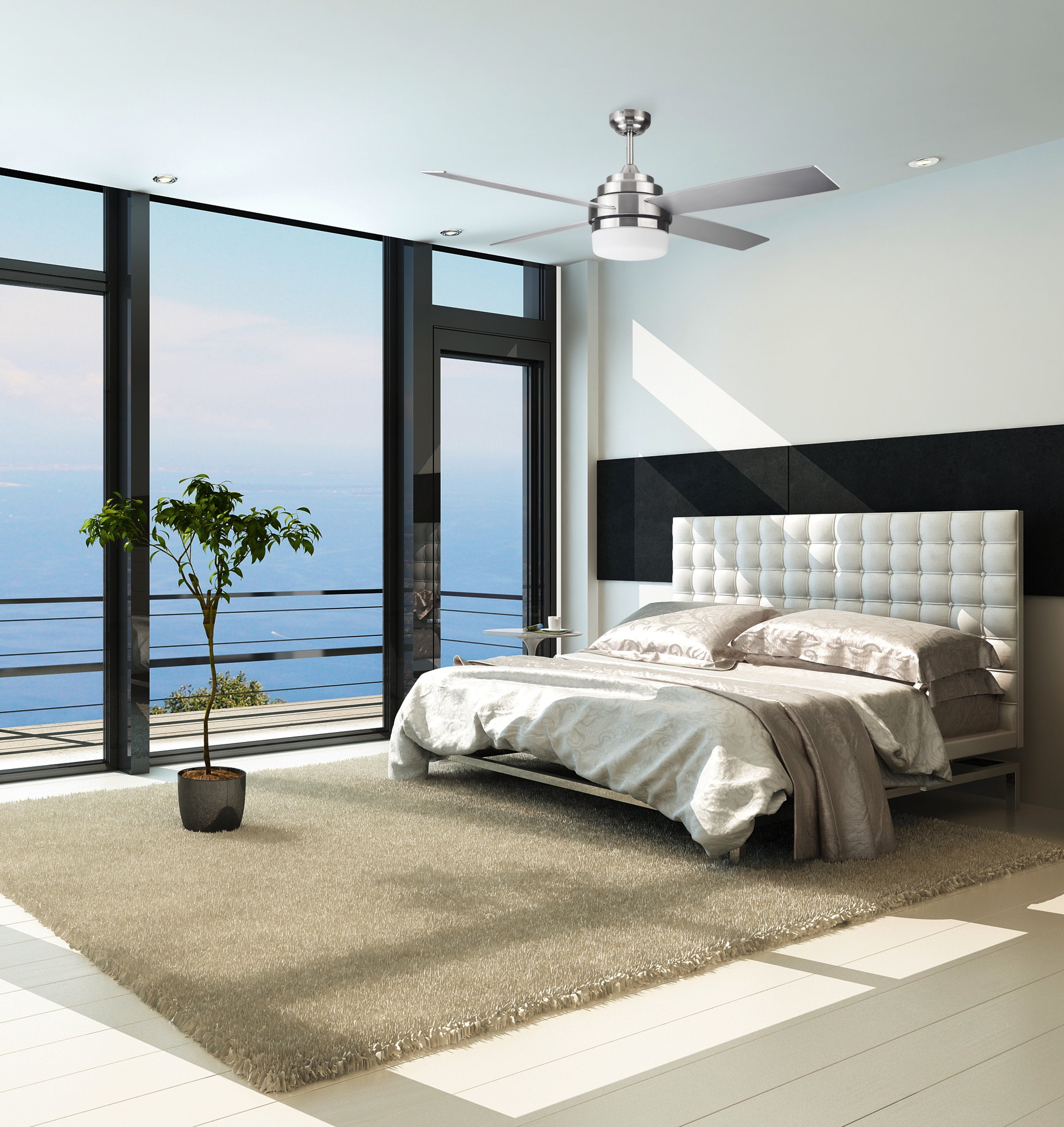 Design House Cali 52" Indoor Ceiling Fan with LED Kit, 4-Blades, and Wall Control, Brushed Nickel