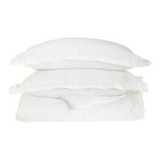 Superior Stripe Wrinkle-Free Duvet Cover Set, King/ Cal King, White