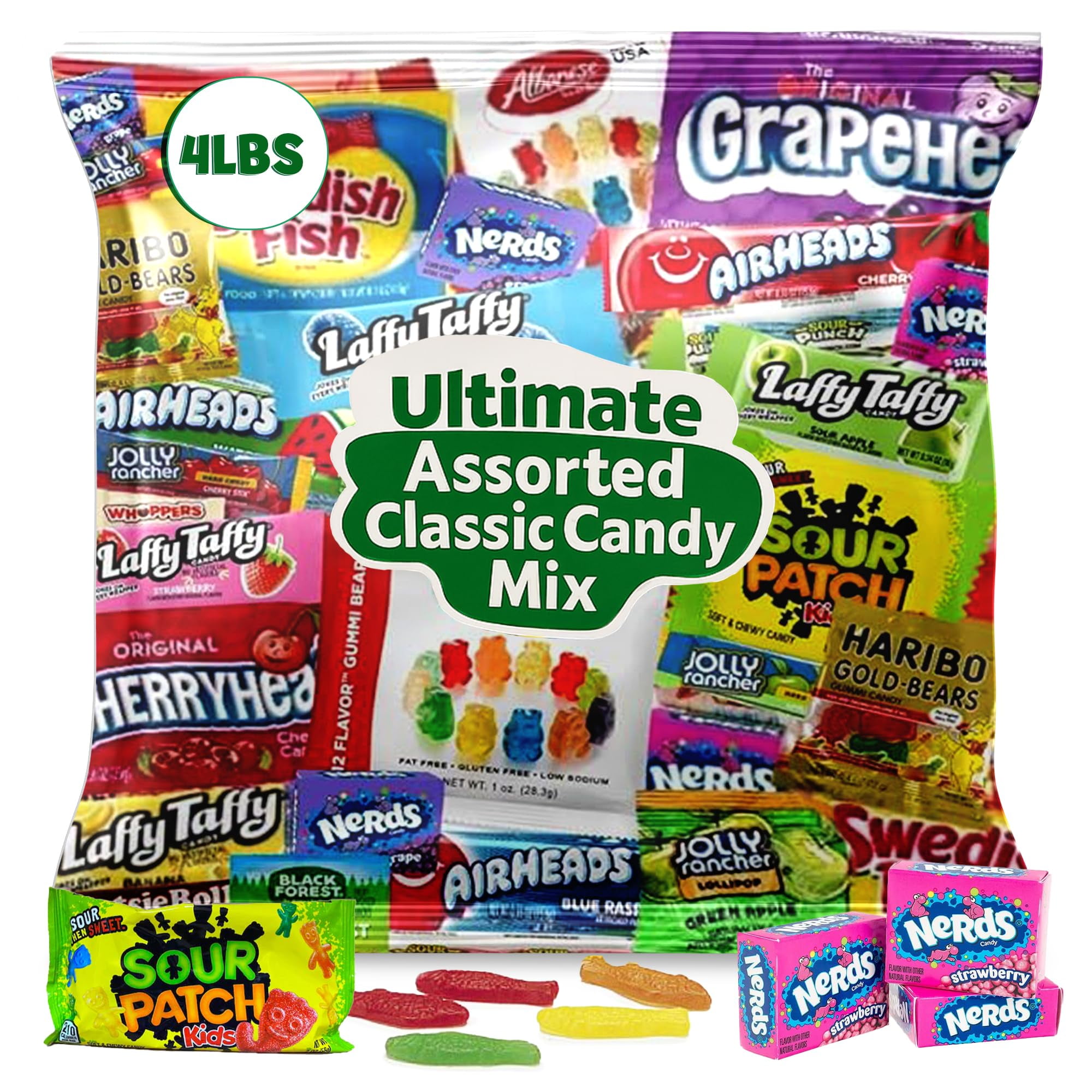 Ultimate Assorted Classic Candy Mix Variety Pack, 4LB Bulk Bag – Fun-Size, Individually Wrapped Minis for Parties, Candy Bowls, Parades, Piñatas, Events & More – Mega Mixed Treat Assortment
