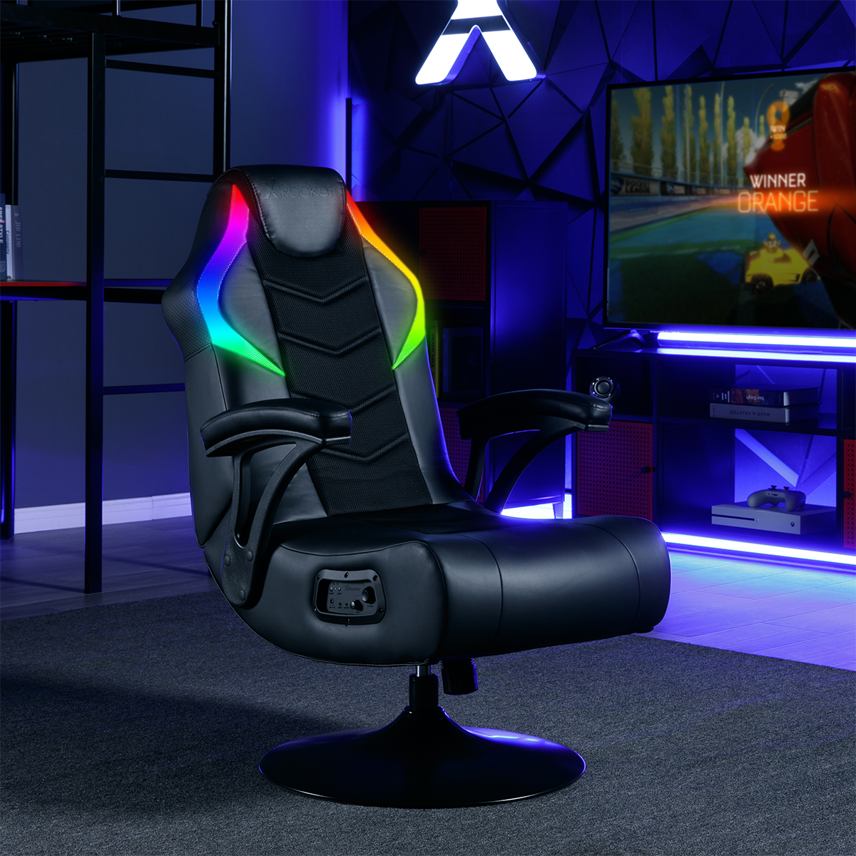 X Rocker Nemesis RGB Audio Pedestal Gaming Chair, Black Mesh, 31.89 x 26.97 x 40.94 - image 2 of 6