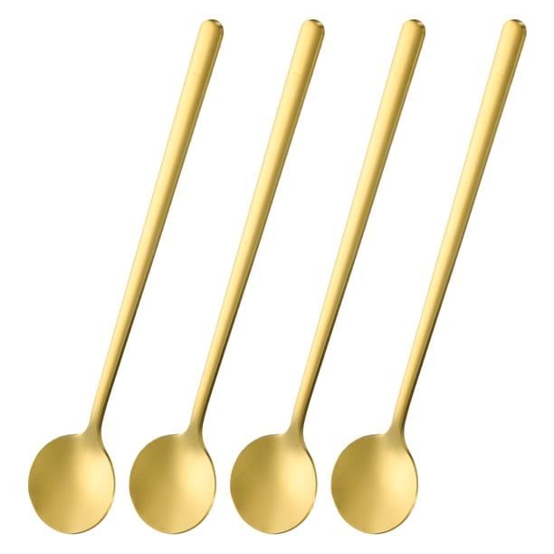 Uxcell 4Pcs Cucharas de Espresso de 6.7 pulgadas de Acero Inoxidable, Tono Dorado