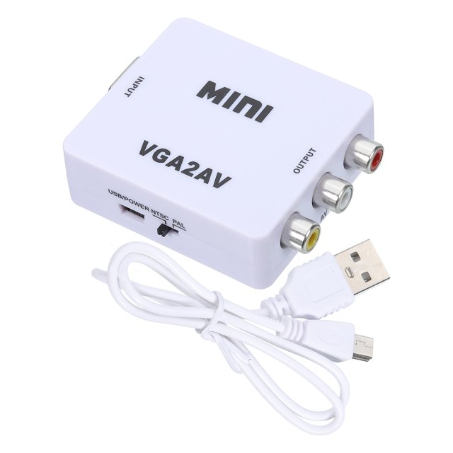Unique Bargains AV to VGA Adapter ABS Video Cable Box External 1080P HD Device White for TV, Monitor, Projector