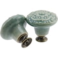 thumbnail image 6 of 12Pcs Round Ceramic Drawer Knobs Cabinet Furniture Handle Vintage Flower Pattern Knobs, with Mounting Screws,Green, 6 of 11