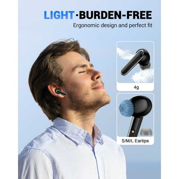 ENOMIR Wireless Earbuds BT5.1 & IPX5 New Built-in Earphone, HD Sound Receiver with Charging Case, Black