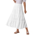 thumbnail image 4 of Falda midi bohemia de línea A de cintura alta para mujer INSPIRE CHIC, con volantes, casual de verano, larga, blanca, talla S, 4 of 6