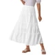 thumbnail image 4 of Falda midi bohemia de línea A de cintura alta para mujer INSPIRE CHIC, con volantes, casual de verano, larga, blanca, talla S, 4 of 6