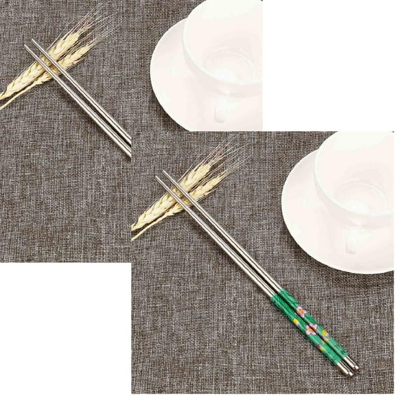 Stainless Steel Chopsticks 1Pair Length White Flower Pattern Stainless Steel Chopsticks Pair New