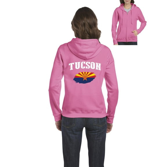 Womens Tucson Arizona Flag Full-Zip Hooded Sweatshirt
