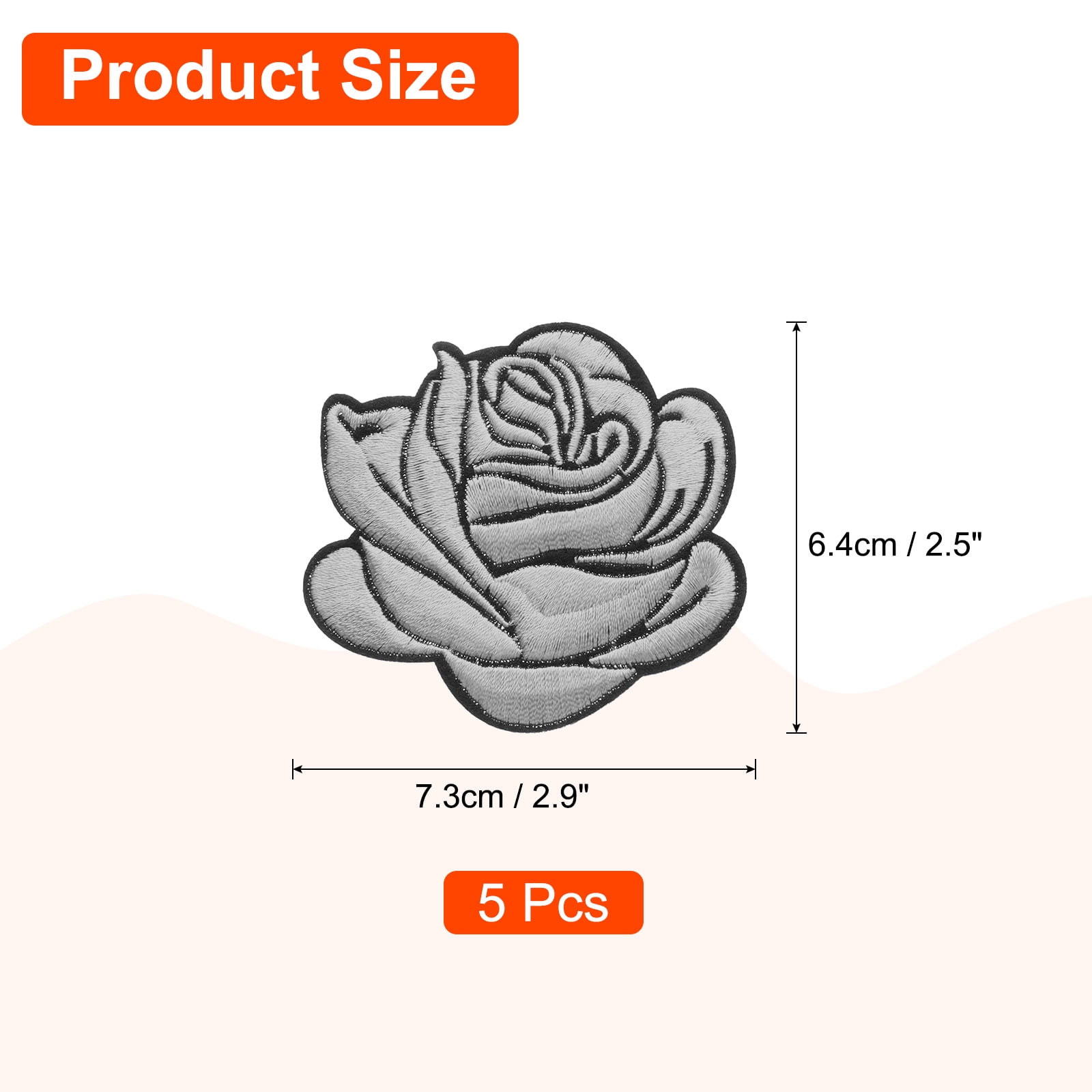 Unique Bargains Rose Embroidered Patch Appliques Flower Sew Iron on Patches Grey