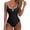 Black #018, variant on Women Sexy Tummy Control One Piece Swimsuits V Wired Slimming Bathing Suit Color Block Printed Swimwear Red L