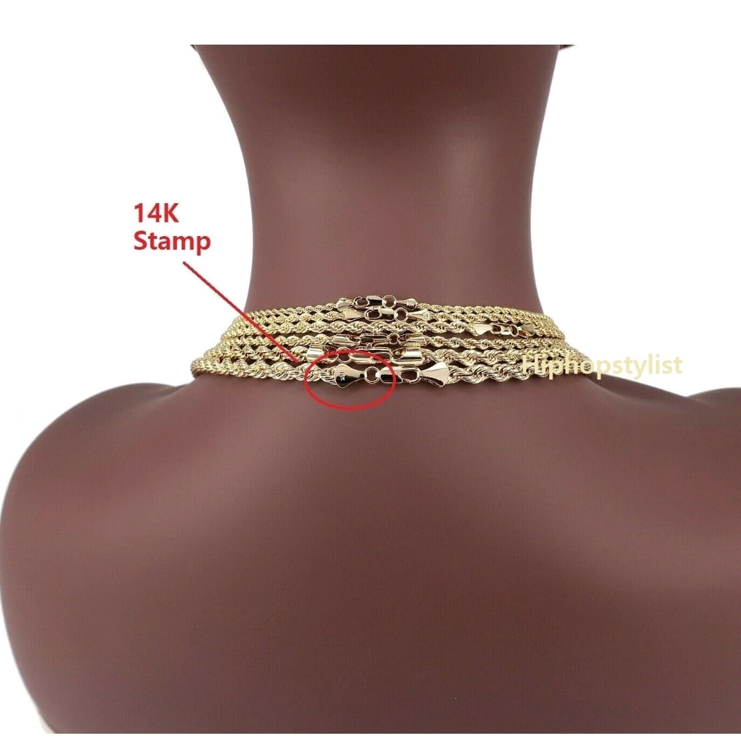 14K Solid Gold Filled Rope Chain Necklace 24 in, 5mm for Women and Men by JEWLER
