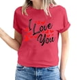 thumbnail image 2 of Fesfesfes Women Tees Women's Valentine's Day Love Printed Short Sleeved T-shirt Top Short Sleeved Round Neck Top/Shirt Workout T Shirts for Women 2XL(US:12), 2 of 6