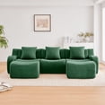 thumbnail image 4 of U-shaped Soft Teddy Fabric Boneless Sofa, Assembly Chaise, No Assembly Required Curved Armrest, Anti-Slip Design 32D High Density Sponge Streamlined Design, Fits Living Rooms Reading Nook (Green), 4 of 11