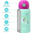 thumbnail image 3 of Insulated Water Bottle for Kids,Unicorn Cold Water Bottles for Girls, Kids Stainless Steel Water Bottles with Straw/Lids for School Travel, 17oz, 3 of 7