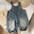 thumbnail image 6 of Ruyang Girls Jean Denim Short Overalls Vintage Faded Distressed Wide Leg Jumpsuits Summer Kids Adjustable Strap Rompers Y2K Streetwear ﻿, 6 of 6