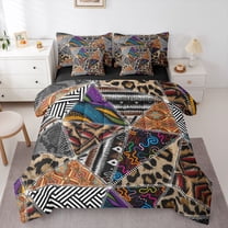 Castle Fairy Animal Print Patchwork Bedding Comforter Set,Bohemian Aztec Full Bedding Set