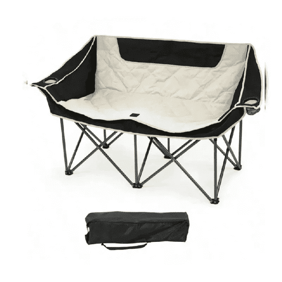 Oversized Double Camping Chair,2-Person Heavy-Duty Folding Loveseat,Portable Outdoor Chair,With Armrests, Cup Holders & Carry Bag, For Camping, Picnic, Backyard