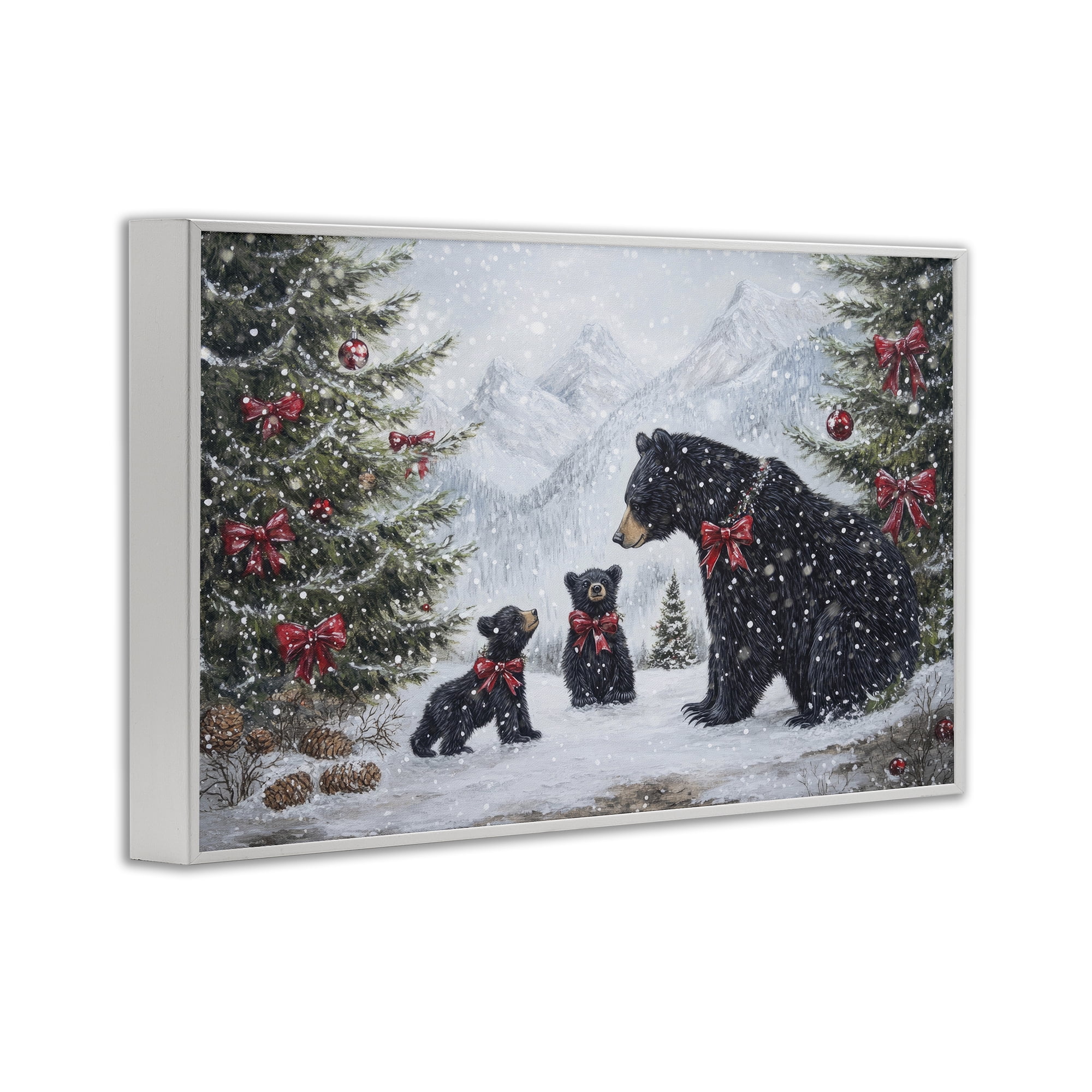 Stupell Industries Christmas Black Bears White Framed Giclee Art, design by Tina LeCour